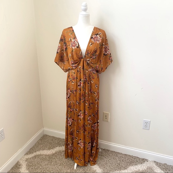 Showpo. | Dresses | Showpo Vacay Ready Maxi Dress In Mustard Floral |  Poshmark